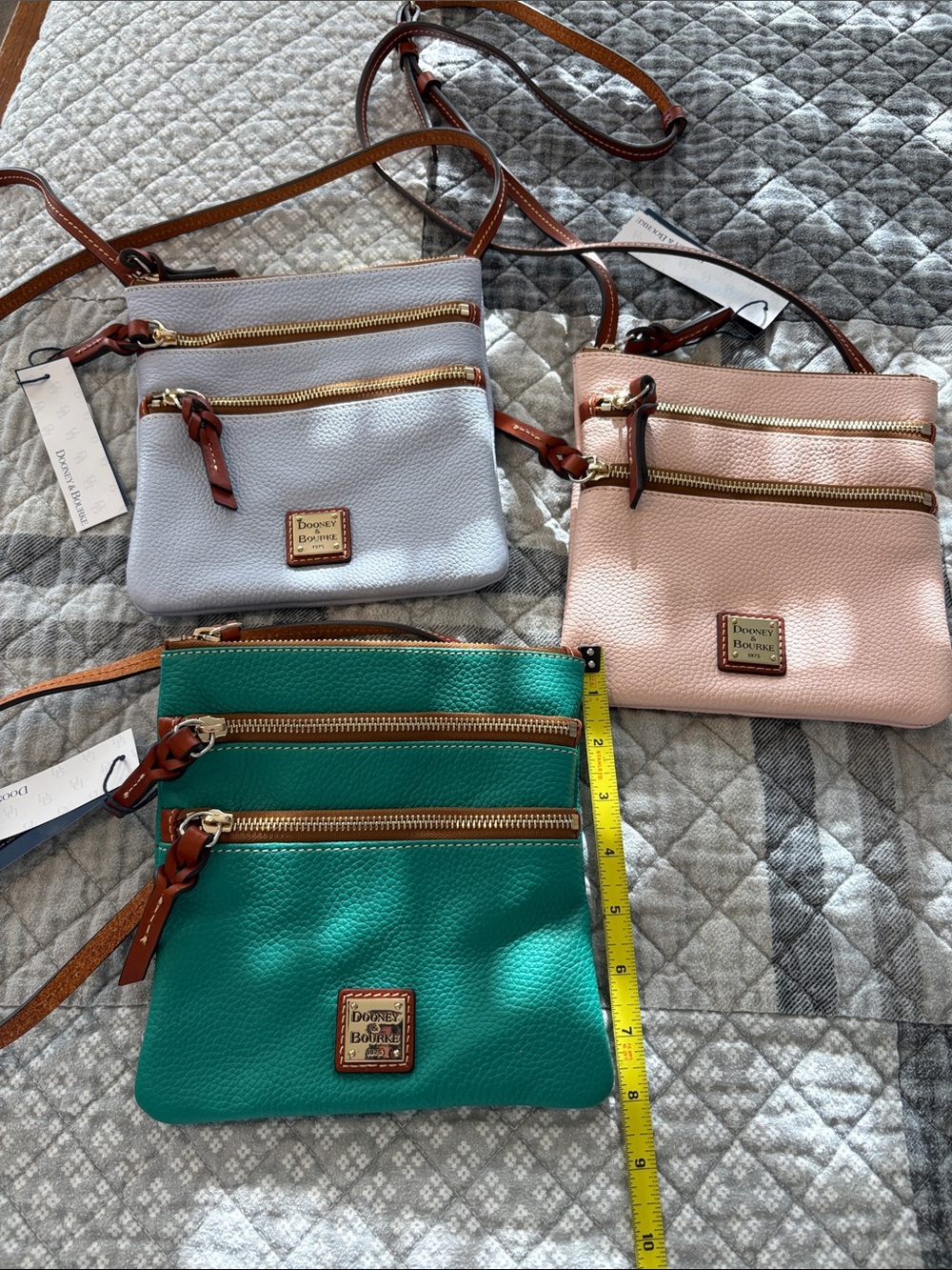 Dooney & Bourke Pebble Leather Crossbody Trio - spearmint , glacier Blue, Blush